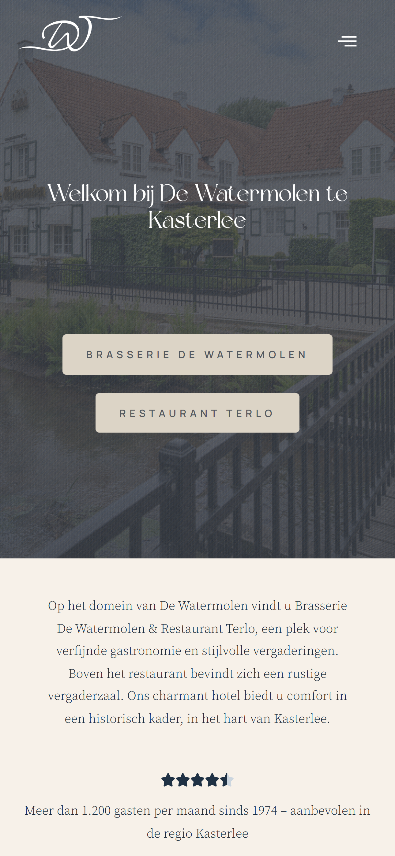 Watermolen website door Altex Agency, mobiel